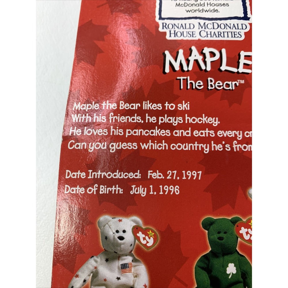 Maple the Bear Beanie Baby WITH RARE ERRORS‎ Damaged Bubble - Picture 6 of 12